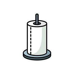 Paper Towel Holder  Icon on White Background Vector Art Illustration on white background.