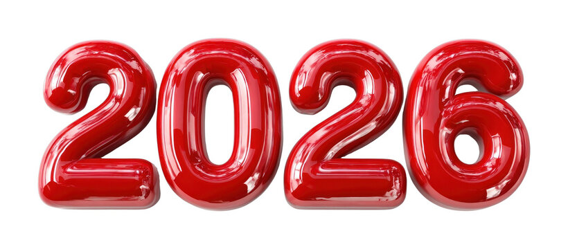 PNG Glossy red numbers display year.
