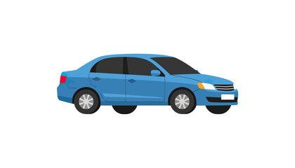 Fototapeta premium Blue compact sedan car side profile illustration.