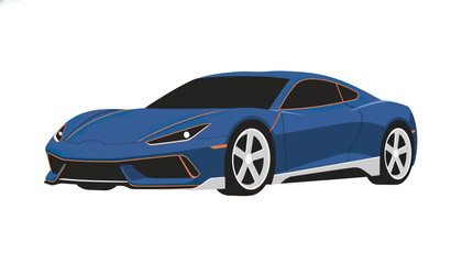 Fototapeta premium Sleek blue sports coupe illustration with aerodynamic styling.