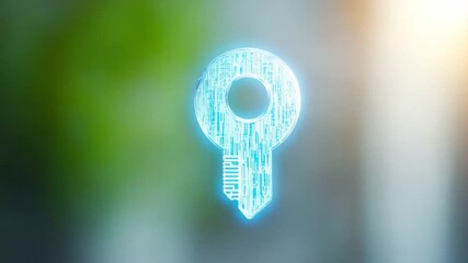 Digital Key in Nature's Embrace: An ethereal digital key glows, set against a blurred background, suggesting security and access within a natural, abstract context. - Powered by Adobe