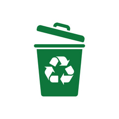 Recycling bin icon on White Background Vector Art Illustration on white background.