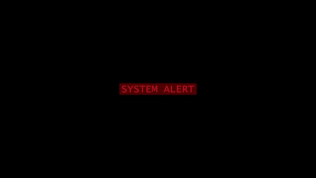 Computer screen displaying a system alert cybersecurity activation showing animation. Urgent digital alert and futuristic tech visuals system concept on the transparent a black background.