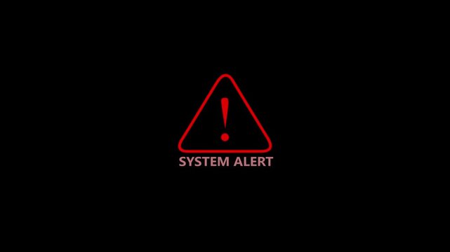 Computer screen displaying a system alert cybersecurity activation showing animation. Urgent digital alert and futuristic tech visuals system concept on the transparent a black background.
