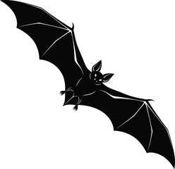 Black bat silhouette isolated on white background for halloween design