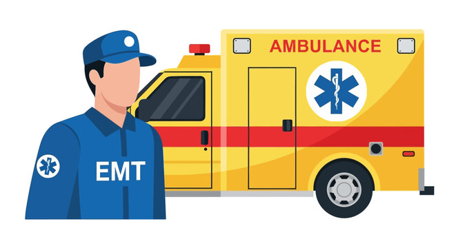 EMT personnel ready to assist with emergency medical services using an ambulance