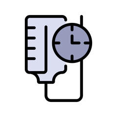 Saline color icon. IV drip bag with a tube. Vector illustration of an intravenous therapy, for healthcare apps, medical websites, and hospital-related visuals.