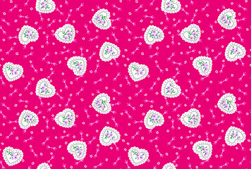 Sweet heart floral pattern for elegant backgrounds and textile designs, perfect for romantic projects and Valentine's Day celebrations