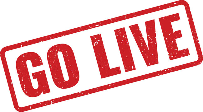 Go Live grunge red rectangular rubber stamp for project launches