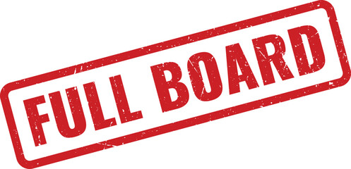 Red grunge rubber stamp with FULL BOARD text indicating complete coverage or services