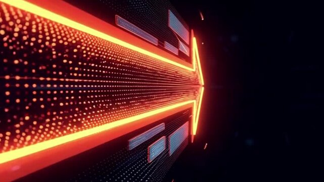 Accelerated Digital Growth: Futuristic Glowing Arrow of Progress