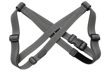 Adjustable nylon webbing body straps with safety buckles for utility use on a transparent background