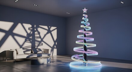 Neon Spiral: Modern Minimalist Christmas Tree