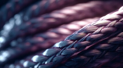 Colorful close up of braided rope showcasing intricate textures and vibrant hues in a well lit setting during the day