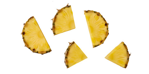 Naklejka premium Fresh Pineapple Slices on Transparent Background