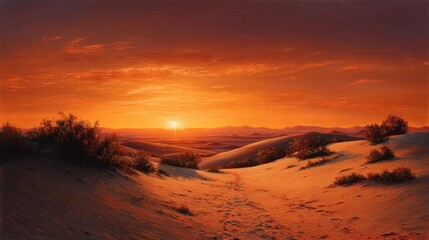Sunset in a desert landscape