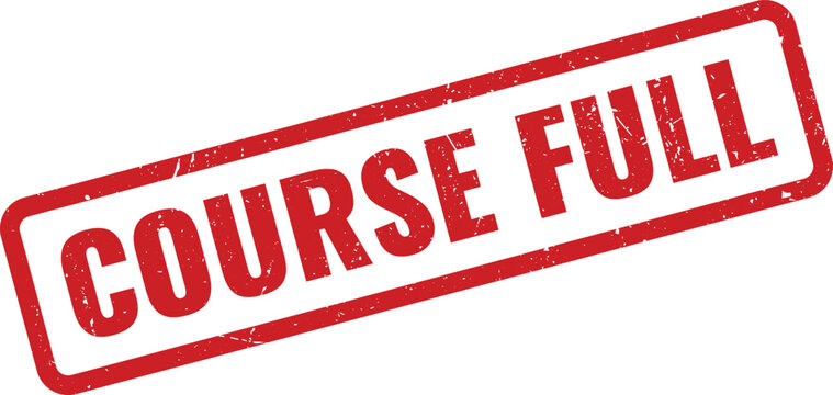Official red grunge Course Full rubber stamp symbol for educational and event registration status