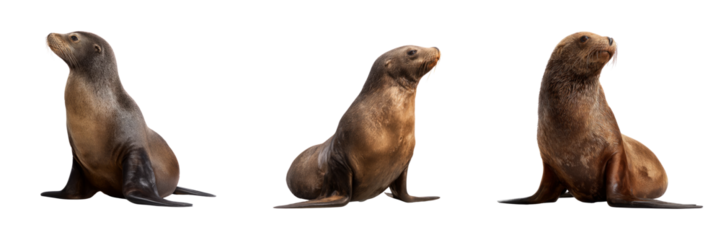 Playful sea lions in action coastal habitat transparent background nature photography