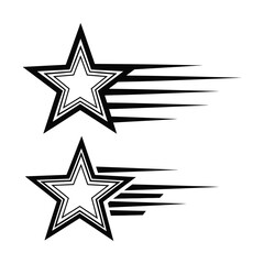 Two shooting star designs isolated on white background, perfect for decoration