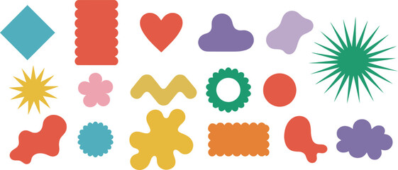 Collection of colorful abstract shapes on white background