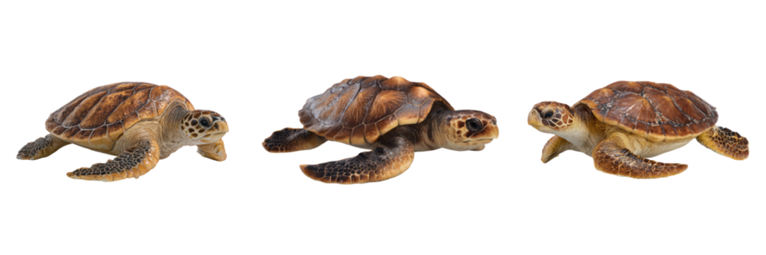 Swimming sea turtles on transparent background marine life wildlife photography aquatic environment