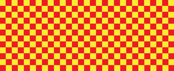 vector of panorama of red and yellow chessboard background. pattern for fashion, border, cloth, flag, wrapping paper, cover skin, table cloth, scene. flag.
