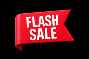 Bright red flash sale ribbon banner with white text announcing a limited time discount promotion