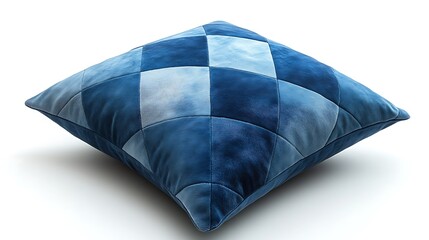 Obraz premium Patchwork blue velvet cushion high resolution image