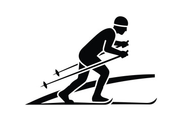 A cross country solid silhouette vector art illustration