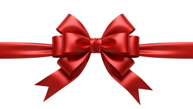 Red satin bow shines on black. Elegant ribbon adds a festive touch for gift wrapping, holiday backgrounds, and branding.