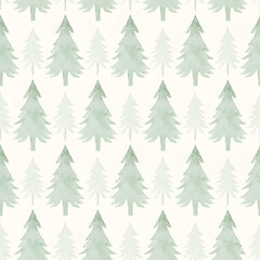 Obraz premium Seamless Pastel Green Pine Tree Watercolor Pattern