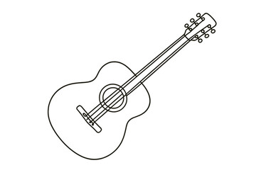 Outline of acoustic guitar drawing with strings and soundhole