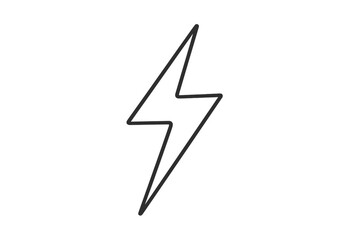 Minimalist black lightning bolt drawing on white background