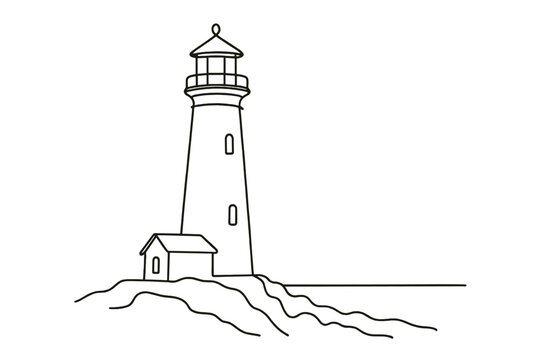 Minimalist lighthouse illustration with coastal scene