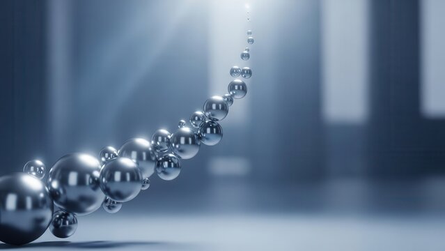 Abstract arrangement of metallic spheres shiny and reflective ideal for a modern background