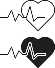 Heart with ECG Line Medical Icon in Minimal Vector Style