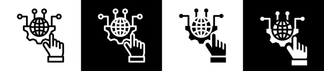Digital Transformation Icon Set In Black And White Filled Style Collection 