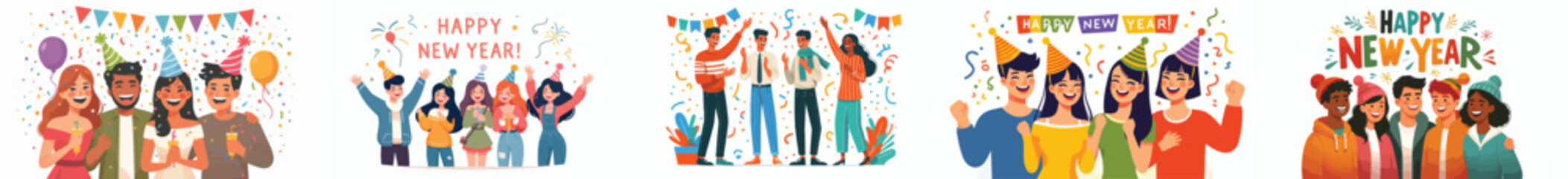 vector of friends drinking together celebrating new year