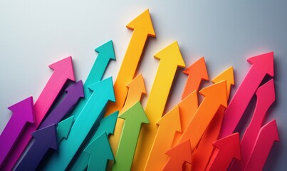 Colorful arrows point upward, creating a dynamic and creative vibe