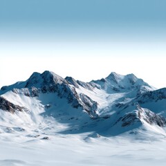 Obraz premium Majestic snow-covered mountain range under clear blue sky