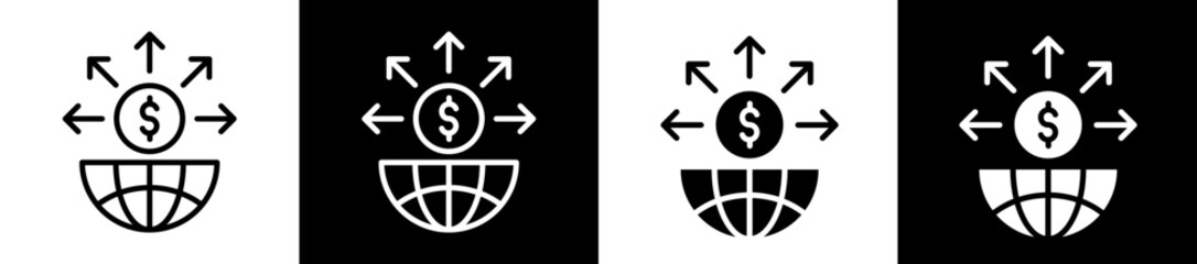 Market Expansion Icon Set In Black And White Filled Style Collection 