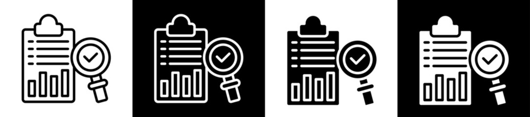 Market Evaluation Icon Set In Black And White Filled Style Collection 