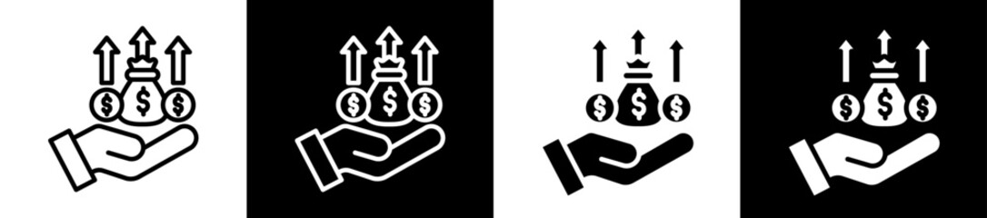 Revenue Icon Set In Black And White Filled Style Collection 
