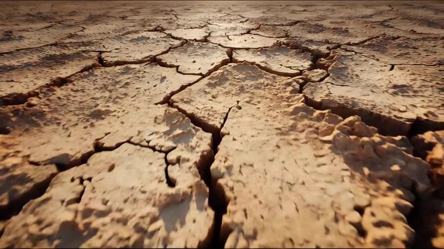 Cracked dry earth a parched landscape showing the effects of drought illustrating climate change and environmental issues