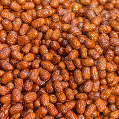 Bunch of Dried Jujube Fruits Chinese Red Dates Produce in Hong Kong