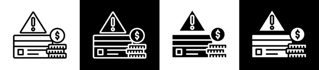 Credit Limit Icon Set In Black And White Filled Style Collection  