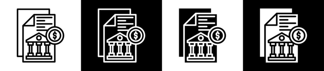Bank Statement Icon Set In Black And White Filled Style Collection  
