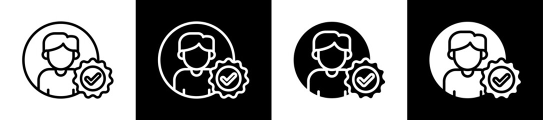 Account Verification Icon Set In Black And White Filled Style Collection  