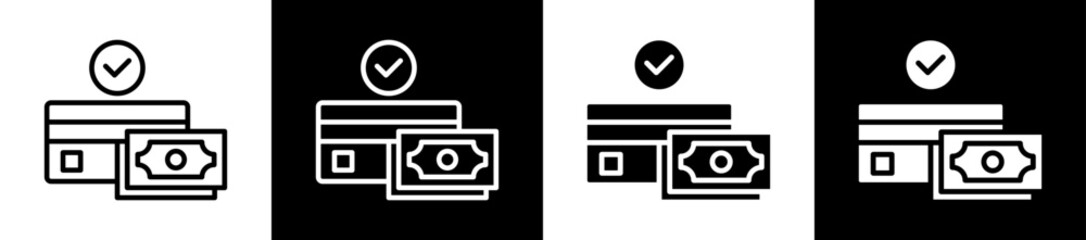 Payment Method Icon Set In Black And White Filled Style Collection  