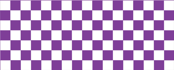 vector of panorama of purple and white chessboard background. pattern for fashion, border, cloth, flag, wrapping paper, cover skin, table cloth, scene. flag.